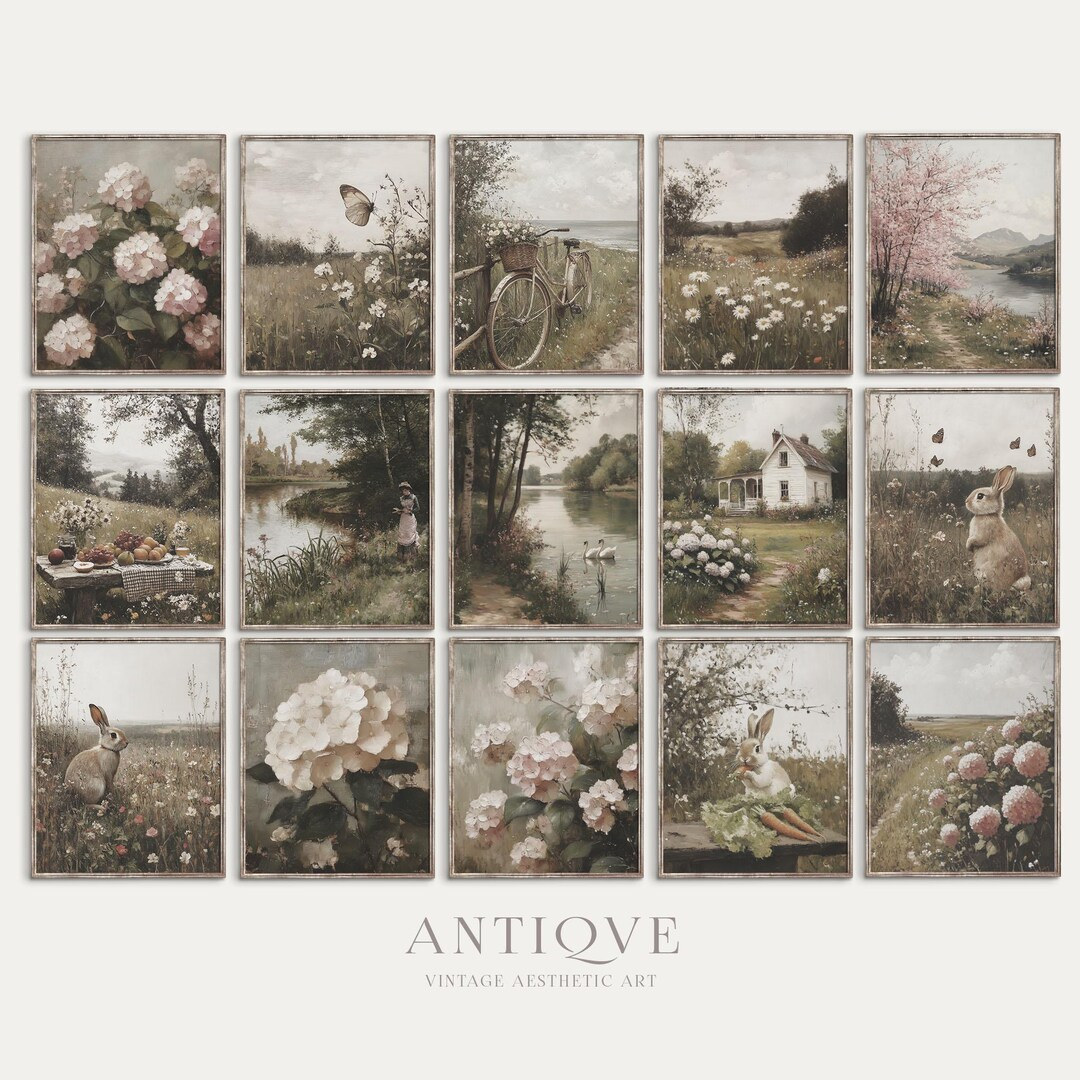 Spring Portrait Gallery Wall | Vertical Spring Artwork Print Set | 15 Prints | Printable Download... | Etsy (US)