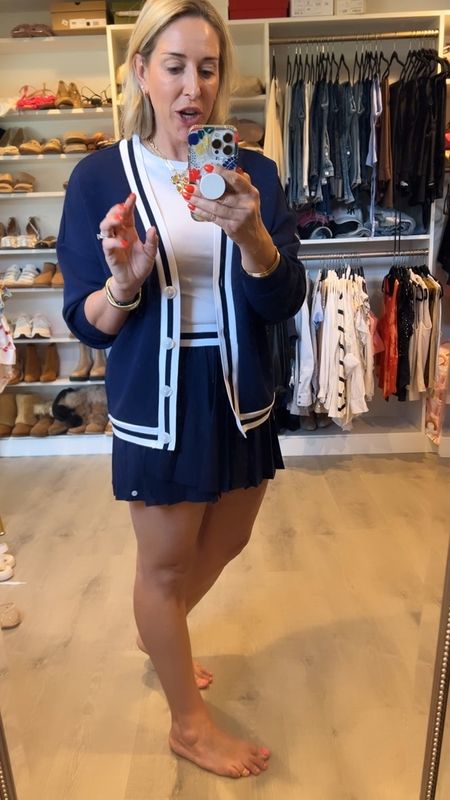 Tennis skirt and preppy cardigan by CALIA

Tennis skirt is my true size medium

Cardigan is a double knit, soft, great travel material. Wearing my true size medium. 

#LTKTravel #LTKOver40 #LTKFitness