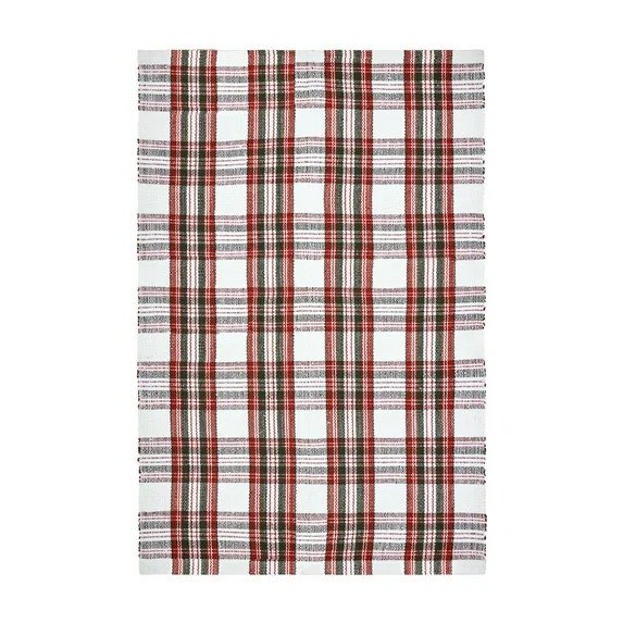 My Texas House Red/White Tartan Plaid Indoor/Outdoor Layering Rug, 38" x 58" | Walmart (US)