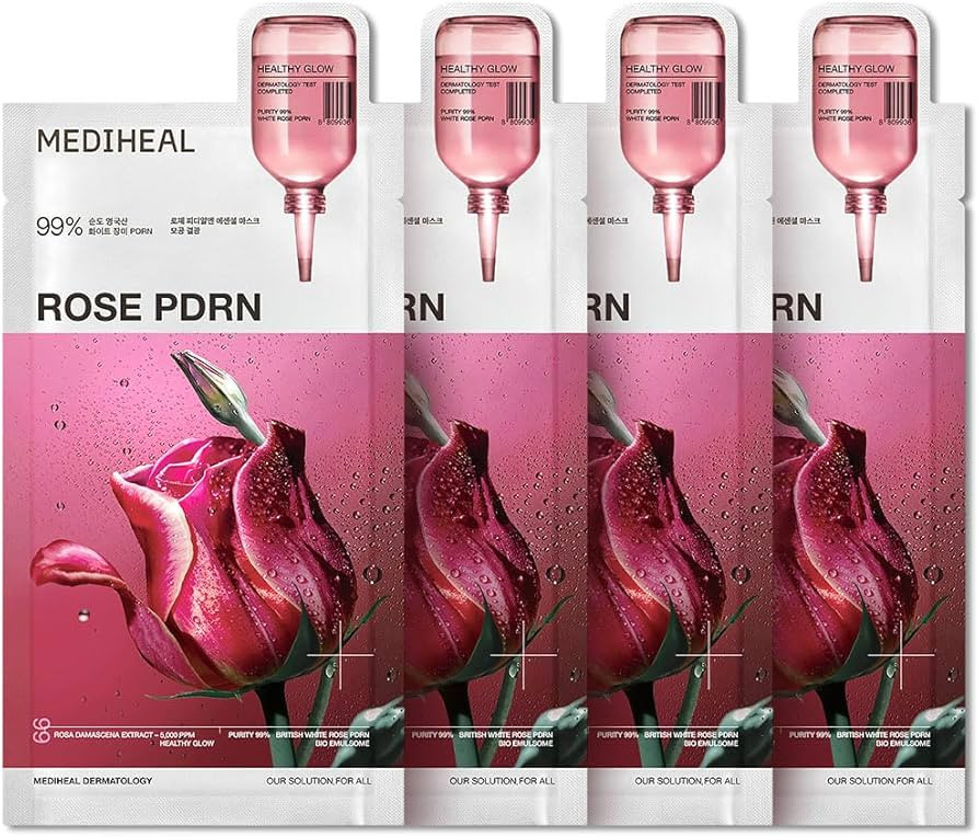 Mediheal Rose PDRN Essential Sheet Mask 4 pcs. 99% Pure White Rose PDRN & Hyaluronic Acid for hyd... | Amazon (US)