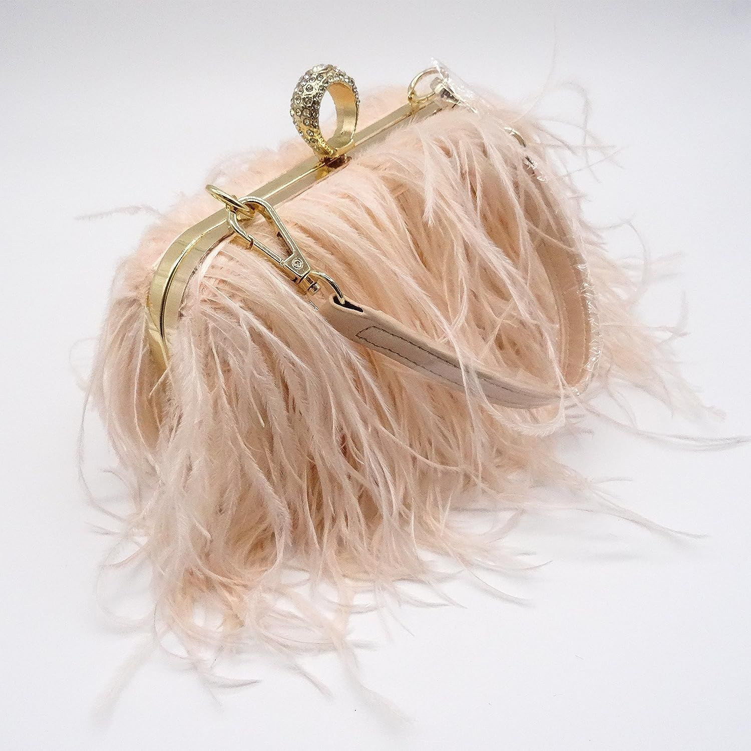 Zakia Women's Fashion Ostrich Hair Evening Hand Bag Shoulder Bag Party Bag (A-Champagne): Handbag... | Amazon (US)