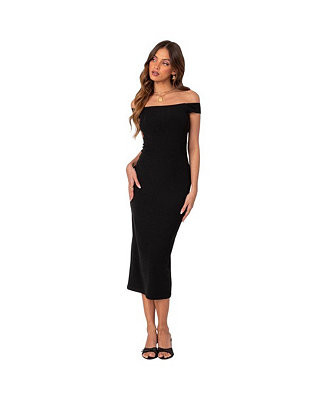 Kyla Off Shoulder Ribbed Midi Dress | Macy's