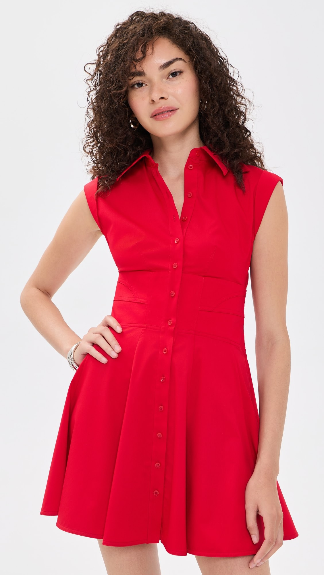 ALICE + OLIVIA Kim Paneled Corset Flared Mini Shirt Dress | Shopbop | Shopbop