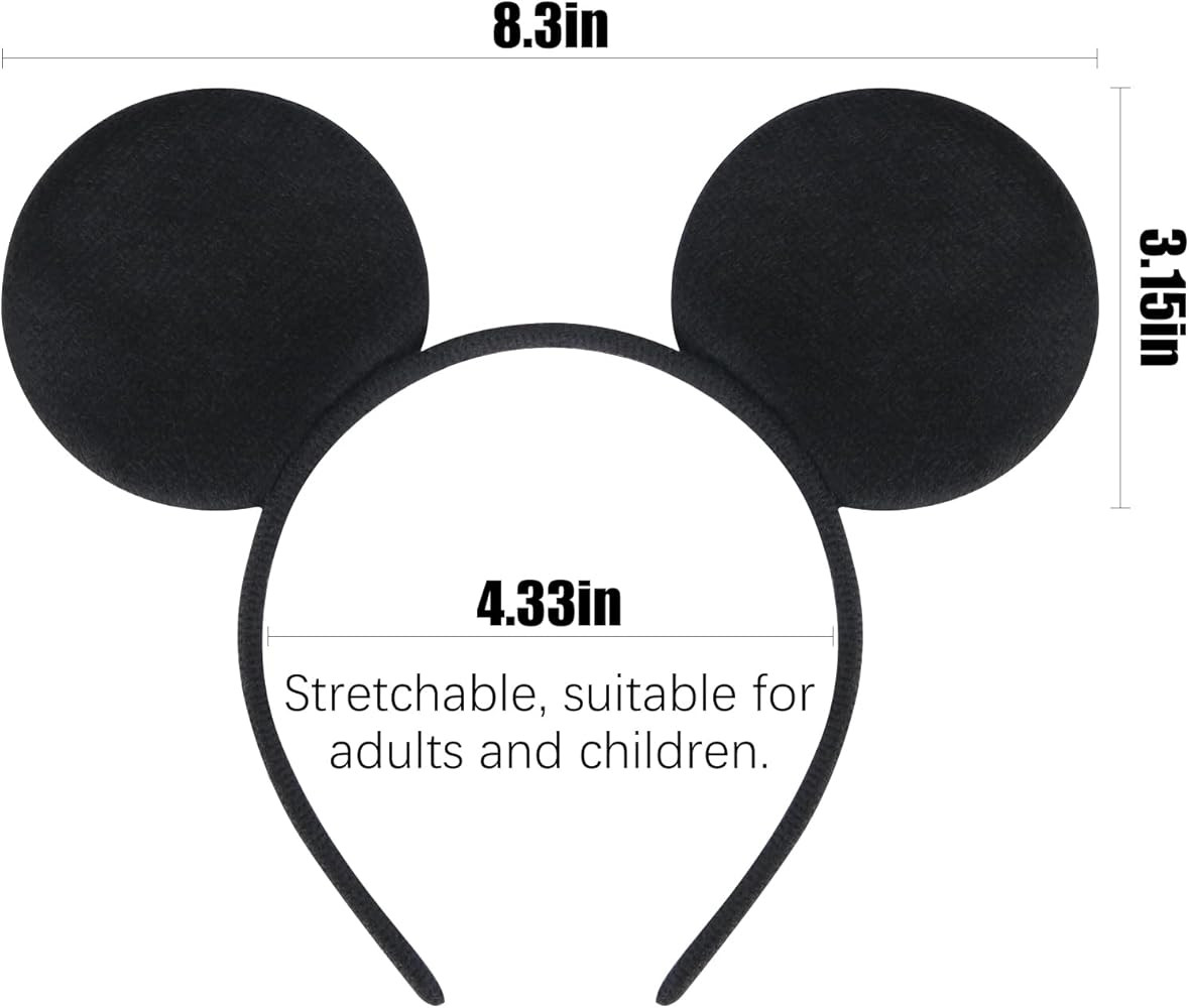 MIDELONG Mouse Ears Headband, Solid Black Costume Ears Headbands for Boys Girls Christmas Birthda... | Amazon (US)