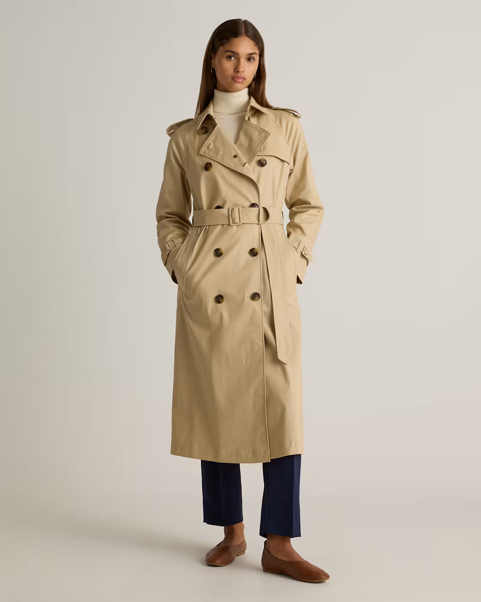 Comfort Stretch Long Trench Coat | Quince