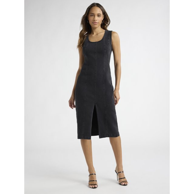 Sofia Jeans Women's Seamed Denim Dress, Below Knee Length, Sizes XS-XXXL | Walmart (US)