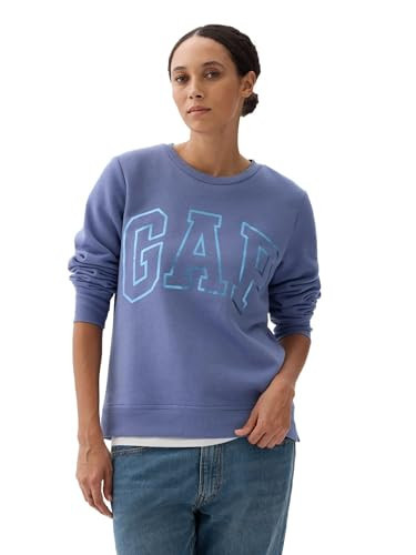 GAP Womens Pull-On Logo Crew Sweatshirt Larkspur L | Amazon (US)