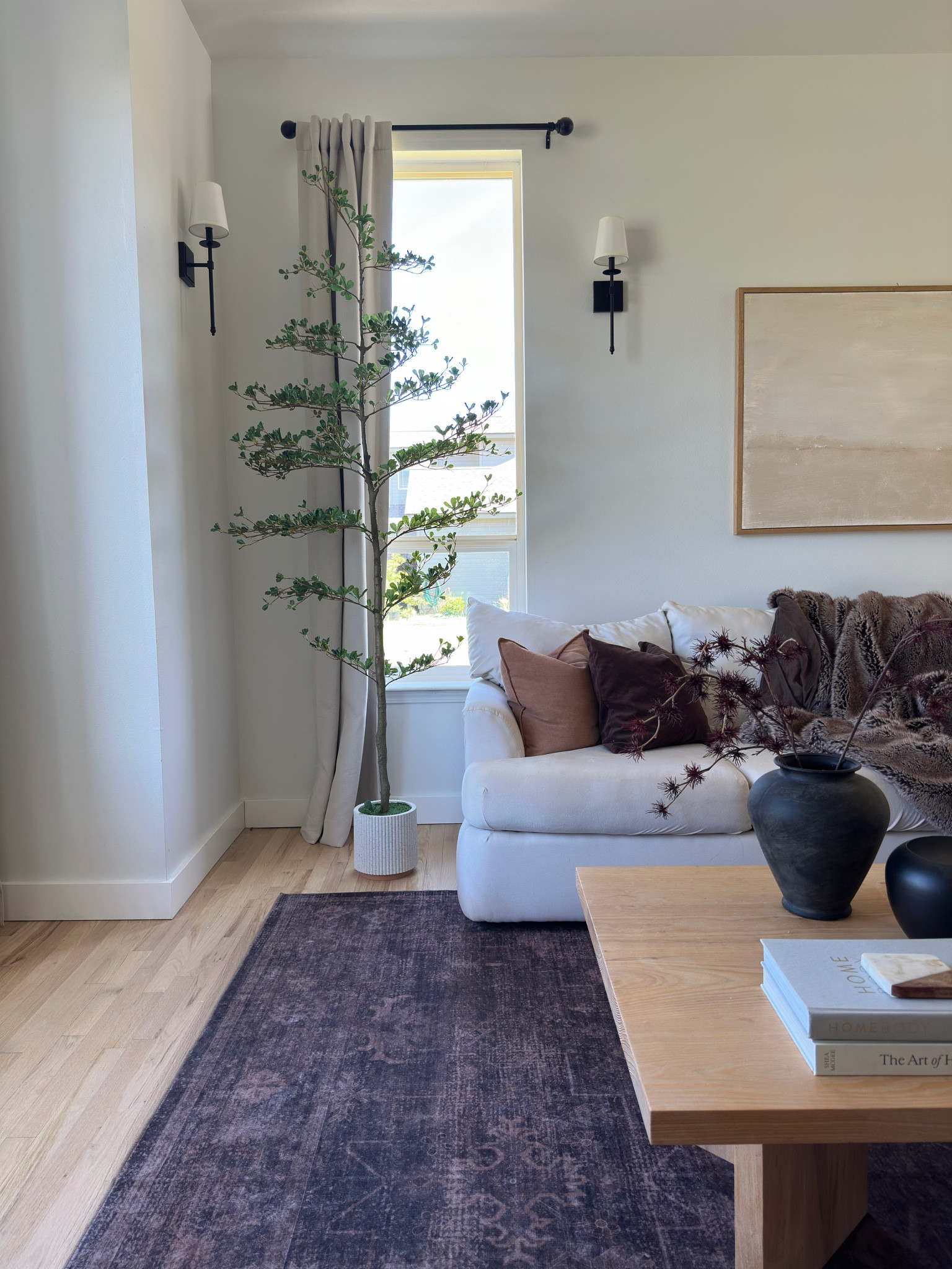 Modern organic living room , faux olive tree, black olive tree 

#LTKHome