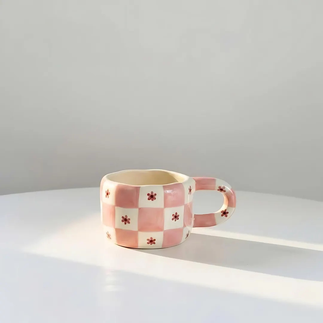 Handmade Gingham Ditsy Floral Ceramic Mug - Pastel Handcrafted Pottery Cup, Cottagecore Style, Un... | Etsy (US)