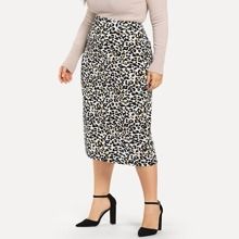 Plus Boxed Pleated Leopard Skirt | SHEIN