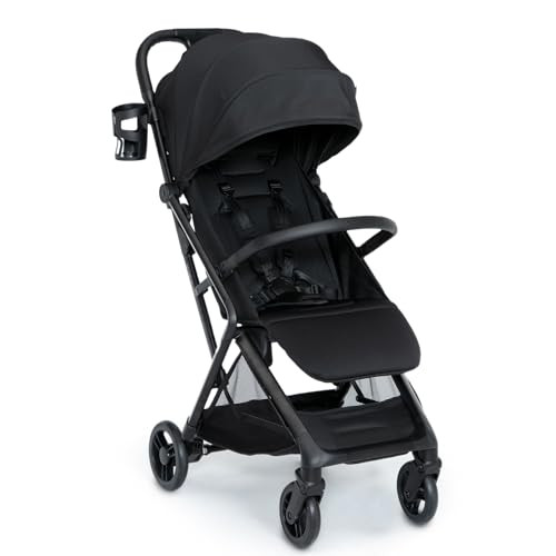 Delta Children Icon Ultra Compact Lightweight Travel Stroller - One-Hand Fold - Only 15.6 Pounds - Fits in Overhead Compartments - Greenguard Gold Certified - Multi-Position Recline, Black | Amazon (US)