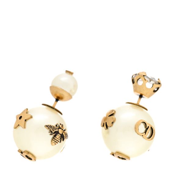 Pearl Crystal Tribales Bee Earrings Gold | FASHIONPHILE (US)