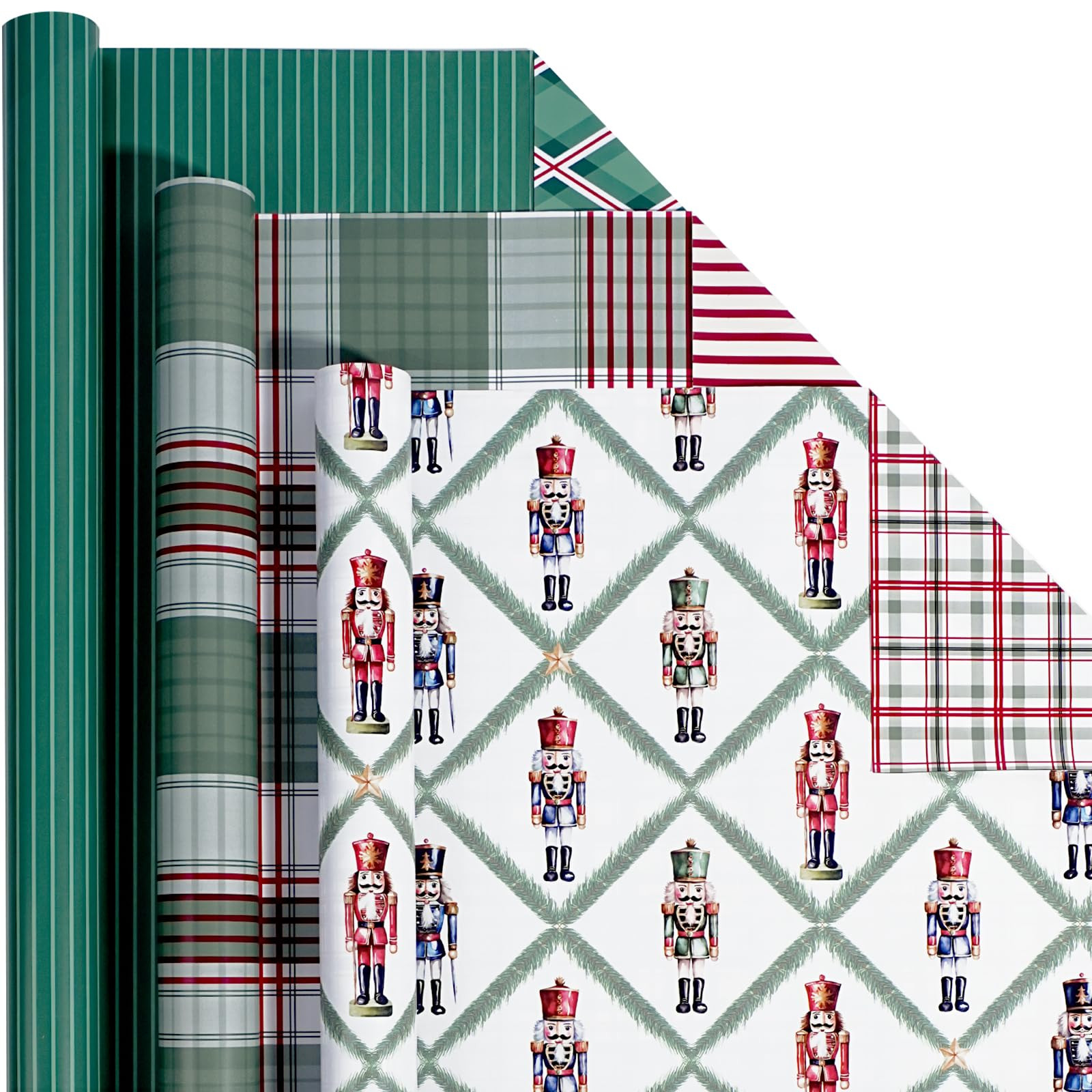 LaRibbons Kraft Christmas Wrapping Paper Set, 3 Rolls 17" x 120", Features Christmas Stockings, G... | Amazon (US)