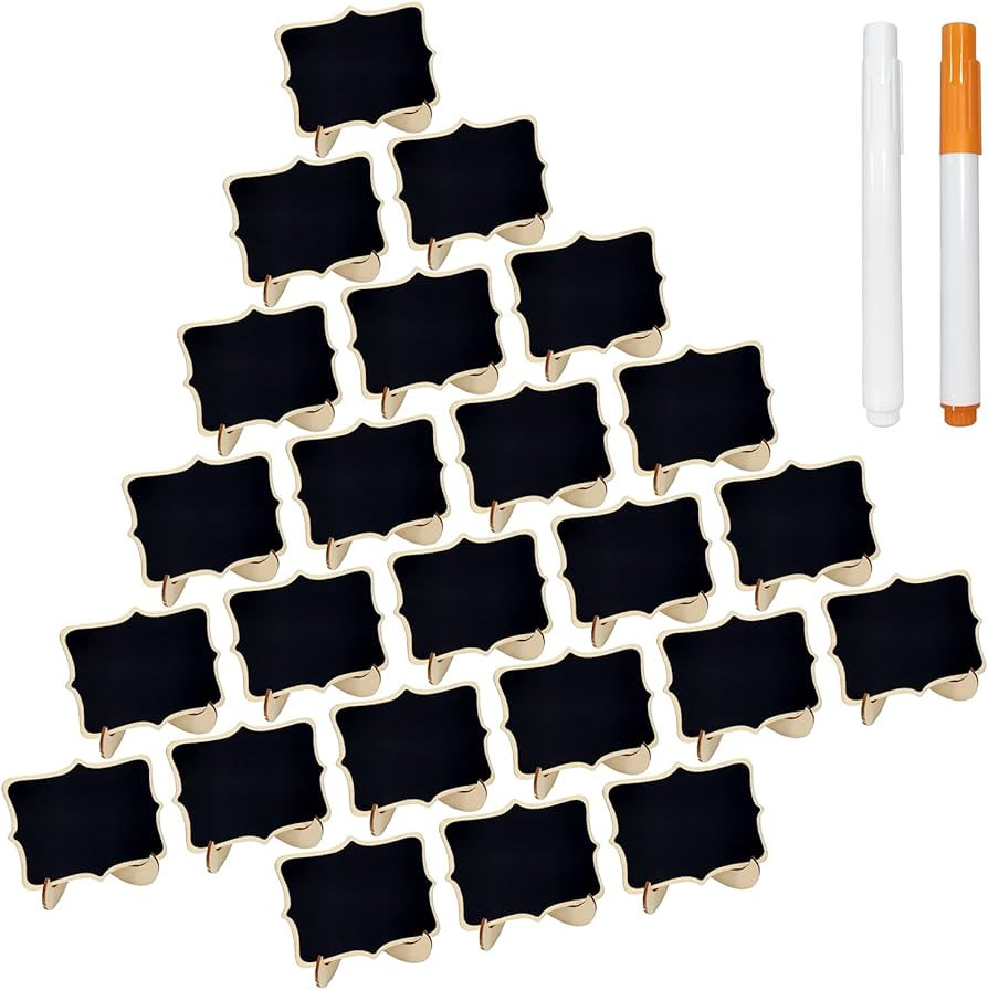 24 Pcs Wooden Mini Chalkboards Signs for Food Signs, Wedding Signs, Message Signs, Event Decorations | Amazon (US)