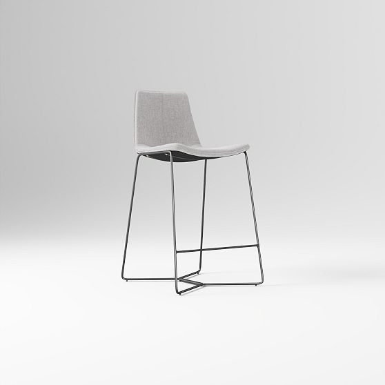 Slope Counter Stool, Performance Coastal Linen, Frost Gray, Charcoal | West Elm (US)