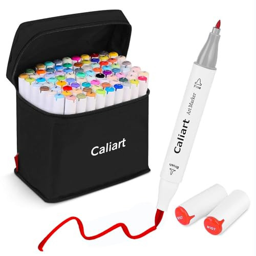 Caliart Alcohol Based Markers, 81 Colors Art Drawing Markers Set Dual Tip Brush & Fine Permanent Colored Sketch Pens, with Case for Artists Adults Coloring Book | Amazon (US)