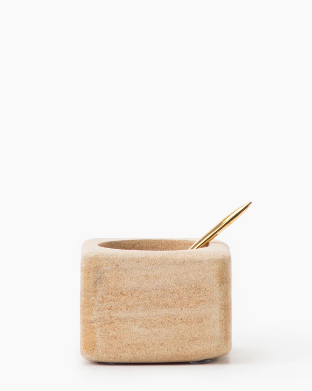 Sandstone Pinch Pot with Brass Spoon | McGee & Co.