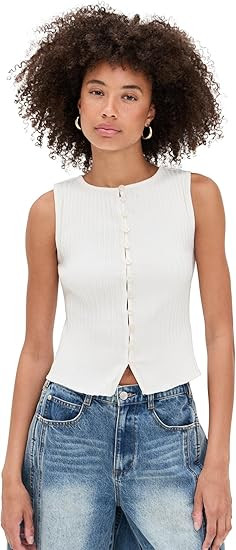 Free People Women's Tilly Vest, Ivory, XS at Amazon Women’s Clothing store | Amazon (US)
