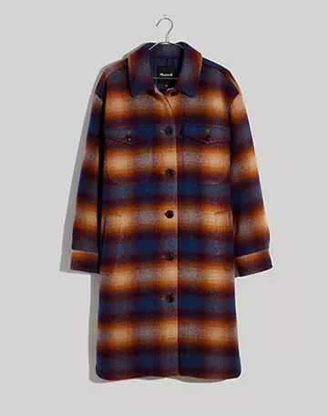 Plus Delmont Long Shirt-Jacket in Ombré Plaid | Madewell