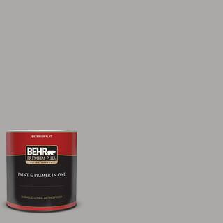 BEHR PREMIUM PLUS 1 qt. #PPU18-14 Cathedral Gray Flat Exterior Paint and Primer in One-440004 - T... | The Home Depot