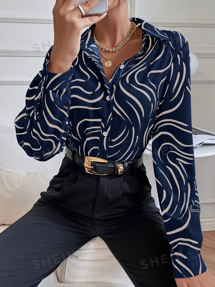 SHEIN Clasi Allover Print Shirt | SHEIN