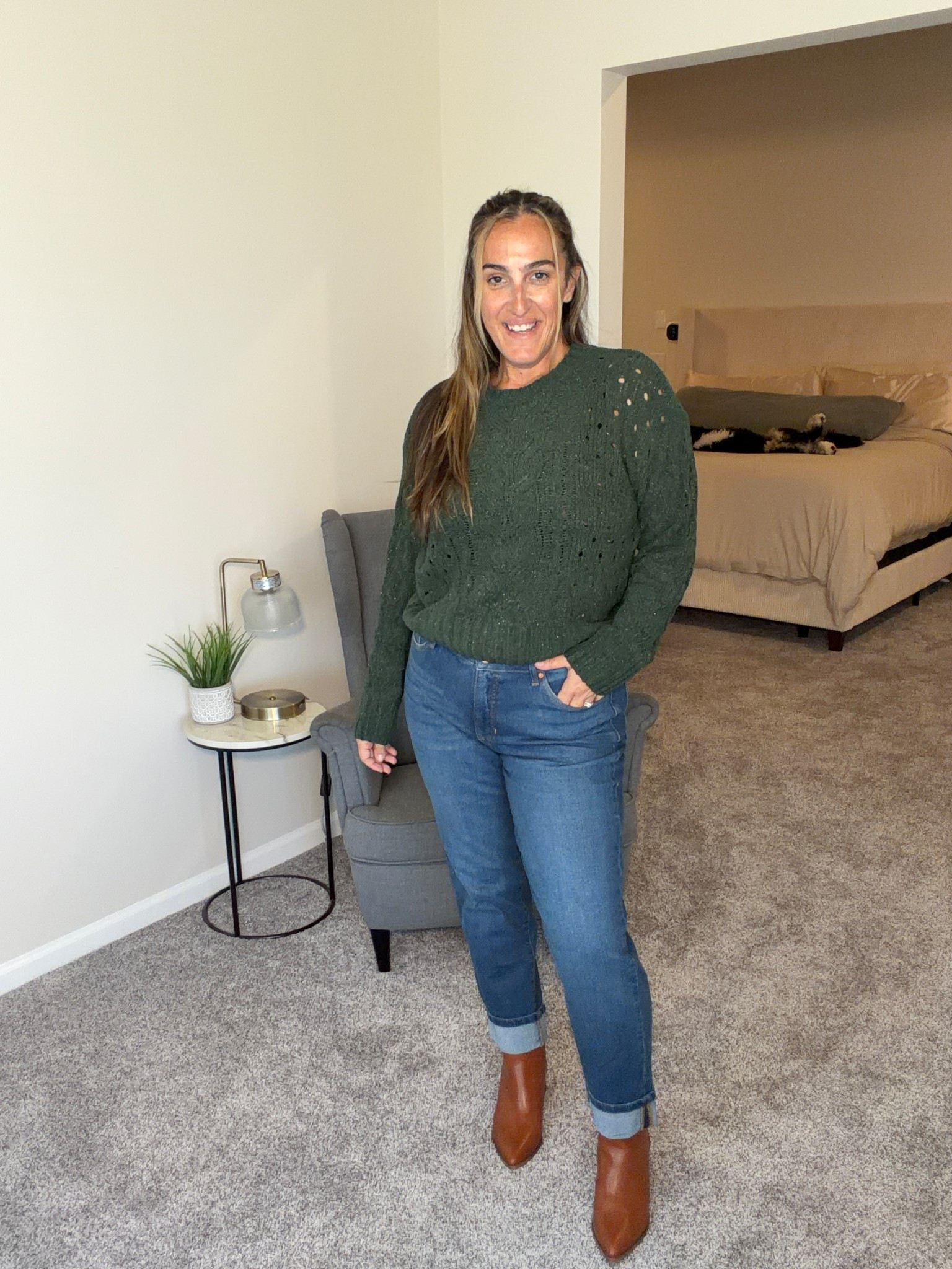 Such a great fall vibes! The top is warm but cozy! TTS in a medium. The jeans run roomy. I’m in a 10 but could do an 8. 

#LTKStyleTip #LTKOver40 #LTKFindsUnder50