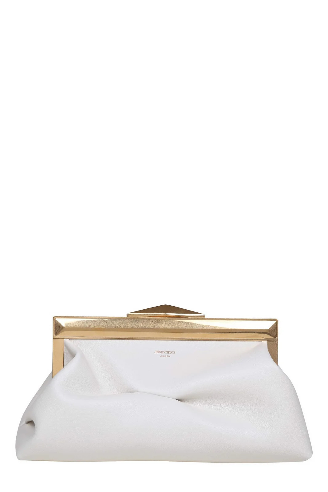 Jimmy Choo Logo Detailed Draped Clutch Bag | Cettire Global