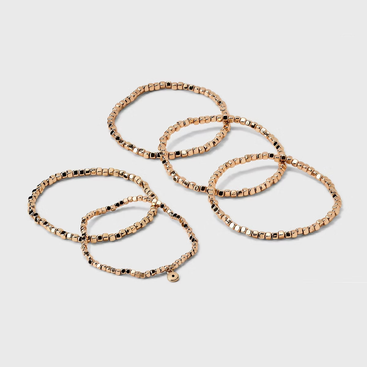 Beaded Stretch Bracelet Set 5pc - Universal Thread™ Gold: Recycled Brass, One Size, Beaded & St... | Target