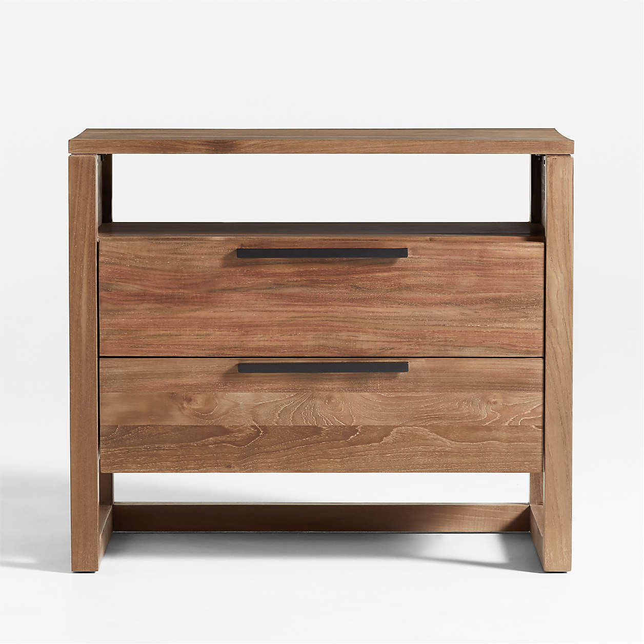 Linea 28" Natural Teak Wood Charging Nightstand + Reviews | Crate & Barrel | Crate & Barrel