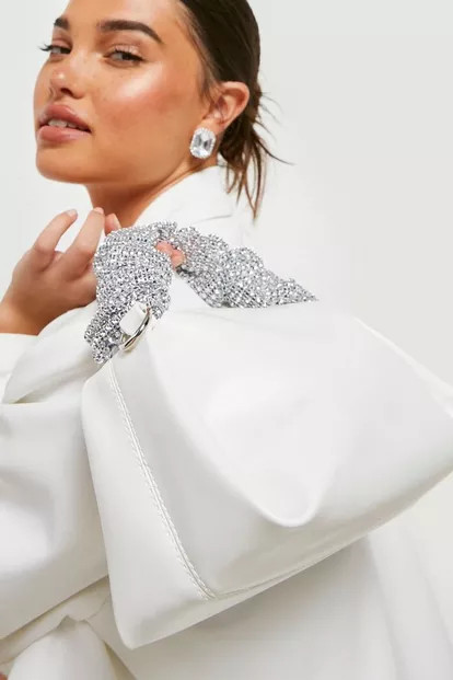Ruched Sparkle Handle Grab Bag | Boohoo.com (US & CA)