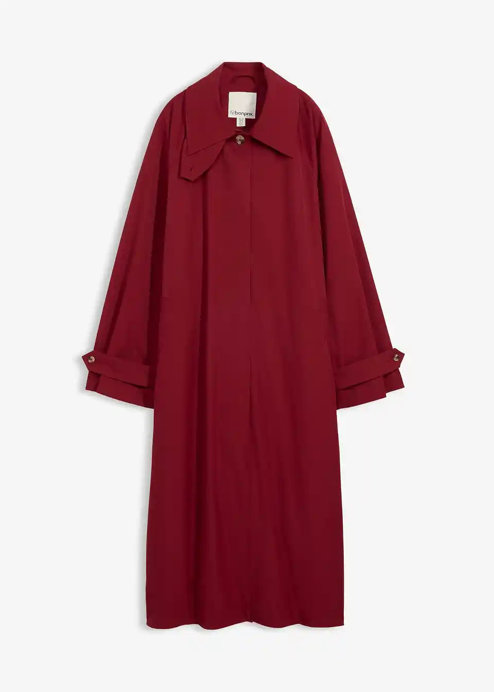Weit geschnittener Trenchcoat mit gerader Silhouette, breitem hochklappbarem Kragen und verstellb... | Bonprix DE