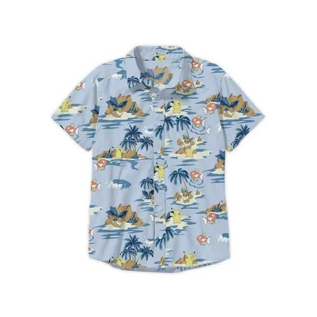 Pokemon Alola Vacay All Over Print Boys Button Up Short Sleeve Shirt, Sizes XS-2X (Little Boys & ... | Walmart (US)