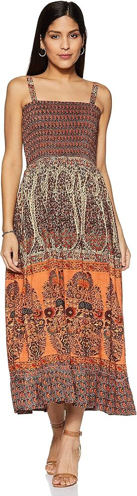 Angel Bay Women's Smocked Boho Printed Spaghetti Strap Maxi Long Dress | Amazon (US)