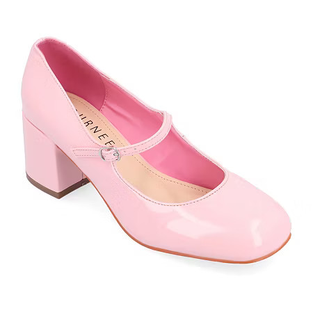 Journee Collection Okenna Womens Square Closed Toe Block Heel Pumps, 12 Wide, Pink | JCPenney