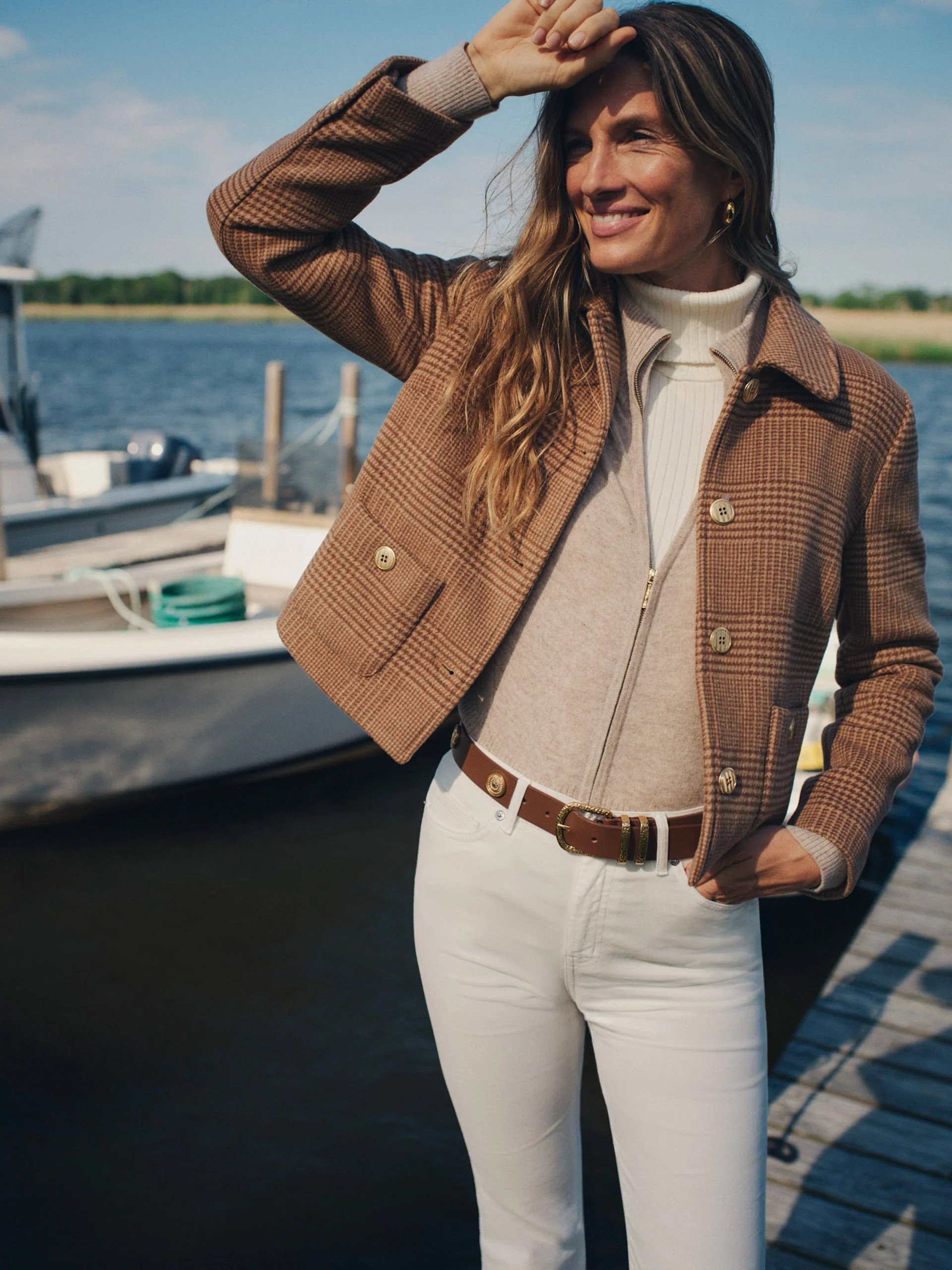 Tan Glen Plaid Anne Jacket | Women's Jackets & Outerwear | J.McLaug... | J.McLaughlin
