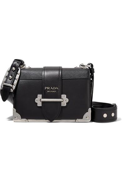 Prada - Cahier Leather Shoulder Bag - Black | NET-A-PORTER (UK & EU)