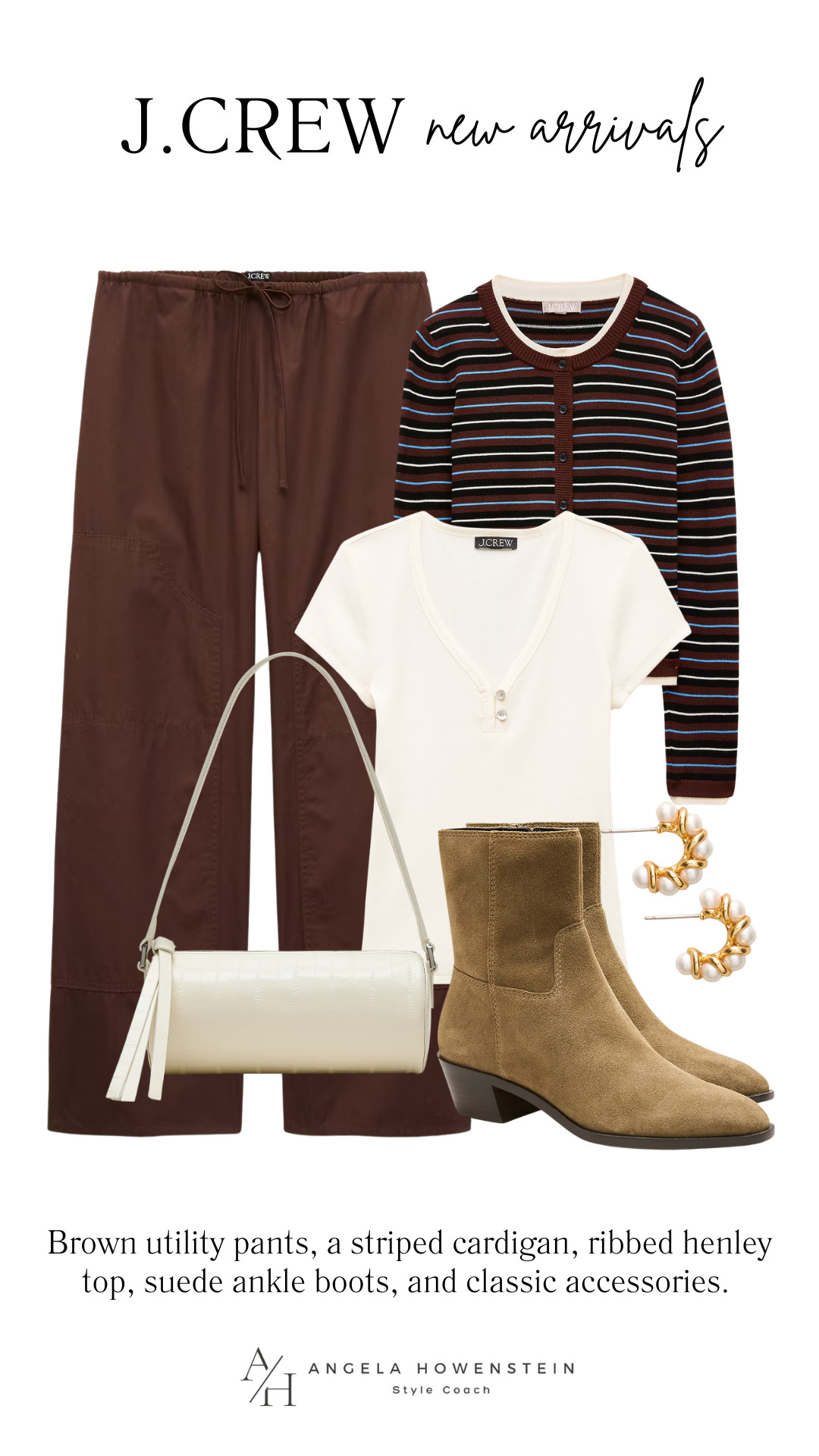 J.Crew’s new arrivals are full of timeless fall staples. These rich brown utility pants, striped cardigan, and suede ankle boots are easy to mix, match, and wear all season long.

👩‍💻 LTK PRO TIPS
❤️ Heart = Support my posts ;-)
🔖 Save = Get sale & restock alerts for the things you love!
📋 Lists = Keep favorites organized (List ideas: Christmas, Birthdays, and Vacations!)
📲 Share = Send lists and products to a friend (or your daughters like me).
💬 Comment = Ask me anything, and I’ll answer. ;-) 

 #LTKootd #LTKSeasonal #LTKOver40