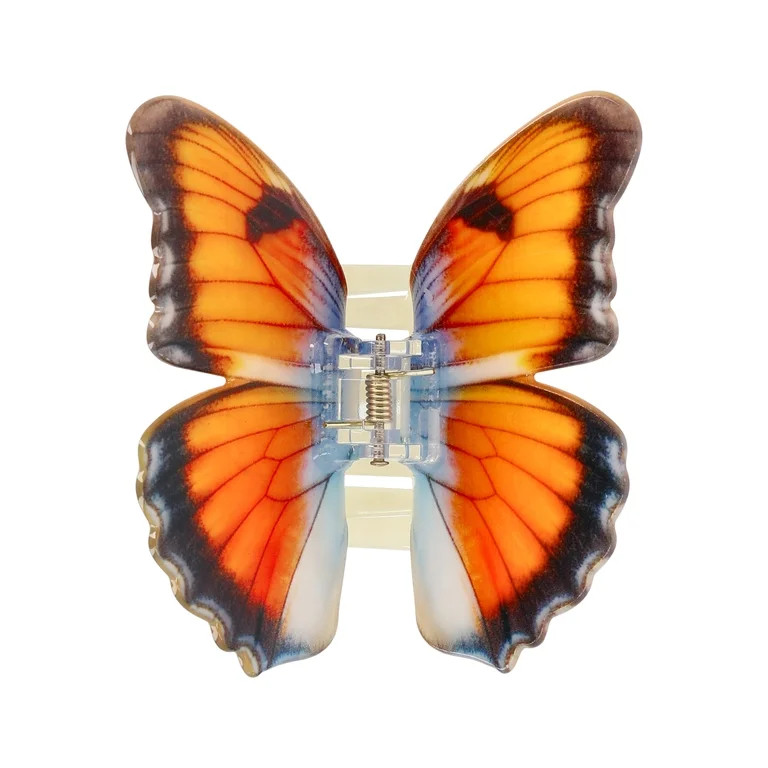 No Boundaries Butterfly Hair Claw Clip, Orange, Women's | Walmart (US)