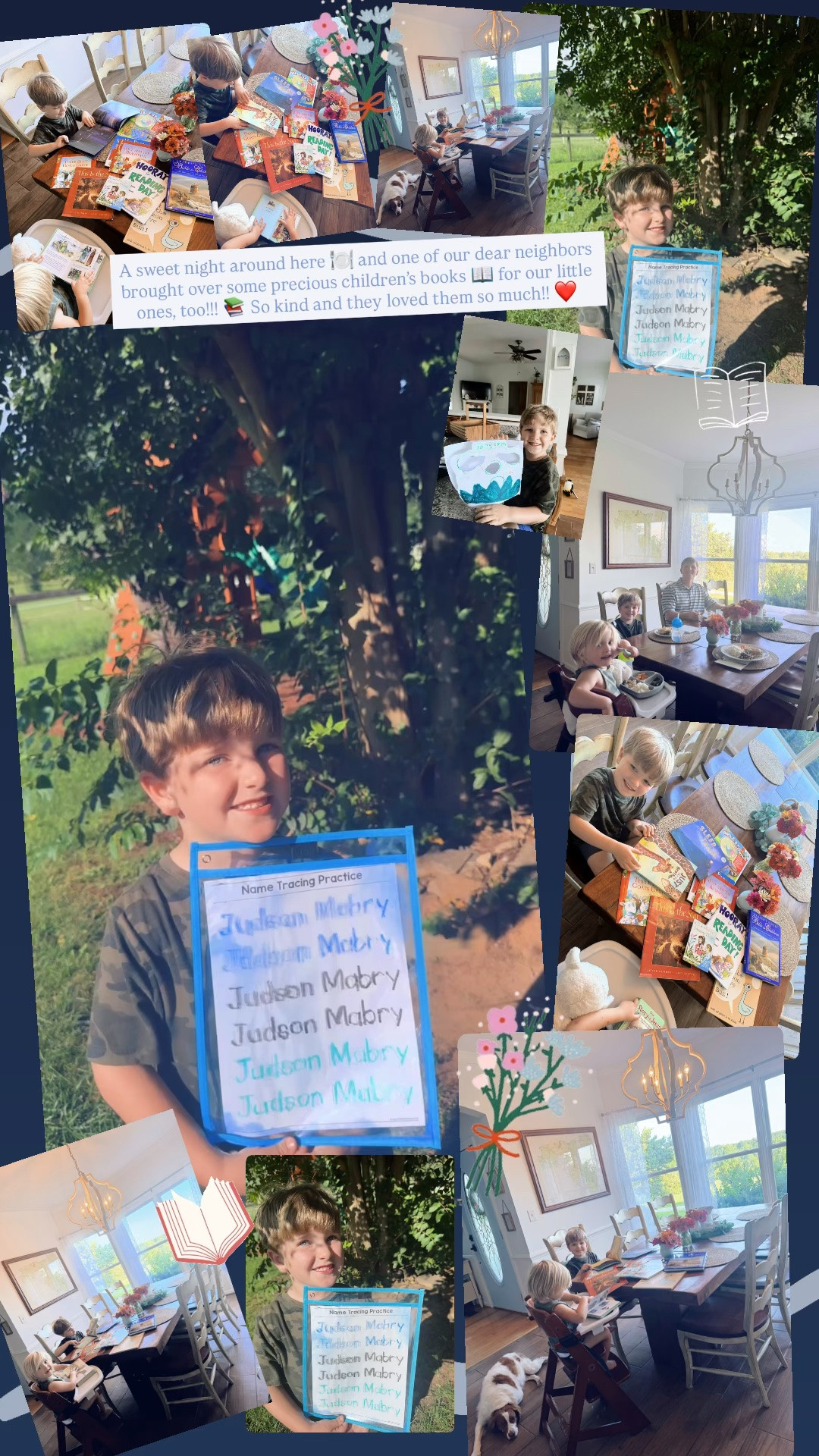 A sweet night around here 🍽️ and one of our dear neighbors brought over some precious children’s books 📖 for our little ones, too!!! 📚 So kind and they loved them so much!! ❤️