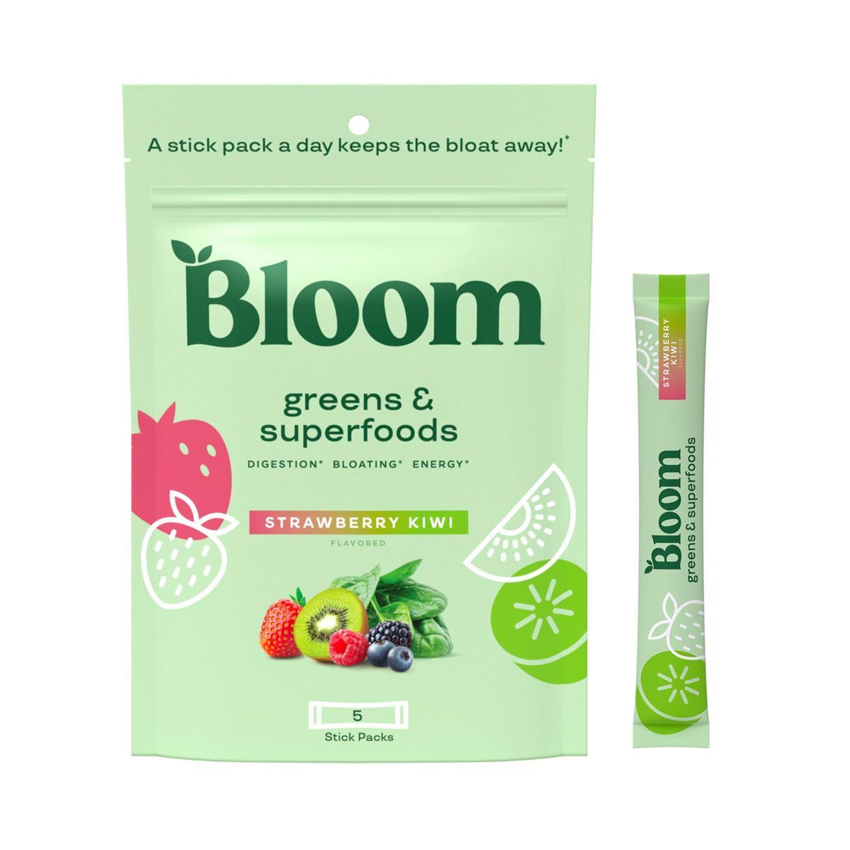 BLOOM NUTRITION Greens and Superfoods Powder Stick Pack - Strawberry Kiwi - 5ct | Target
