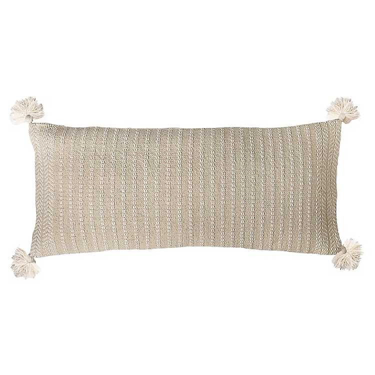 Tan Stripes Woven Lumbar Pillow | Kirkland's Home