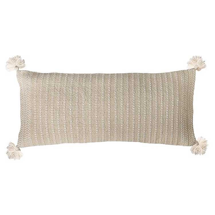Tan Stripes Woven Lumbar Pillow | Kirkland's Home