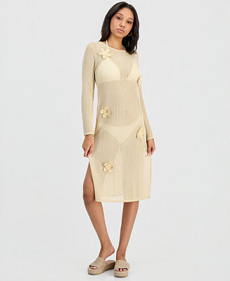 Juniors' Crochet Tie-Back Midi Cover-Up Dress, Macy's Exclusive | Macy's