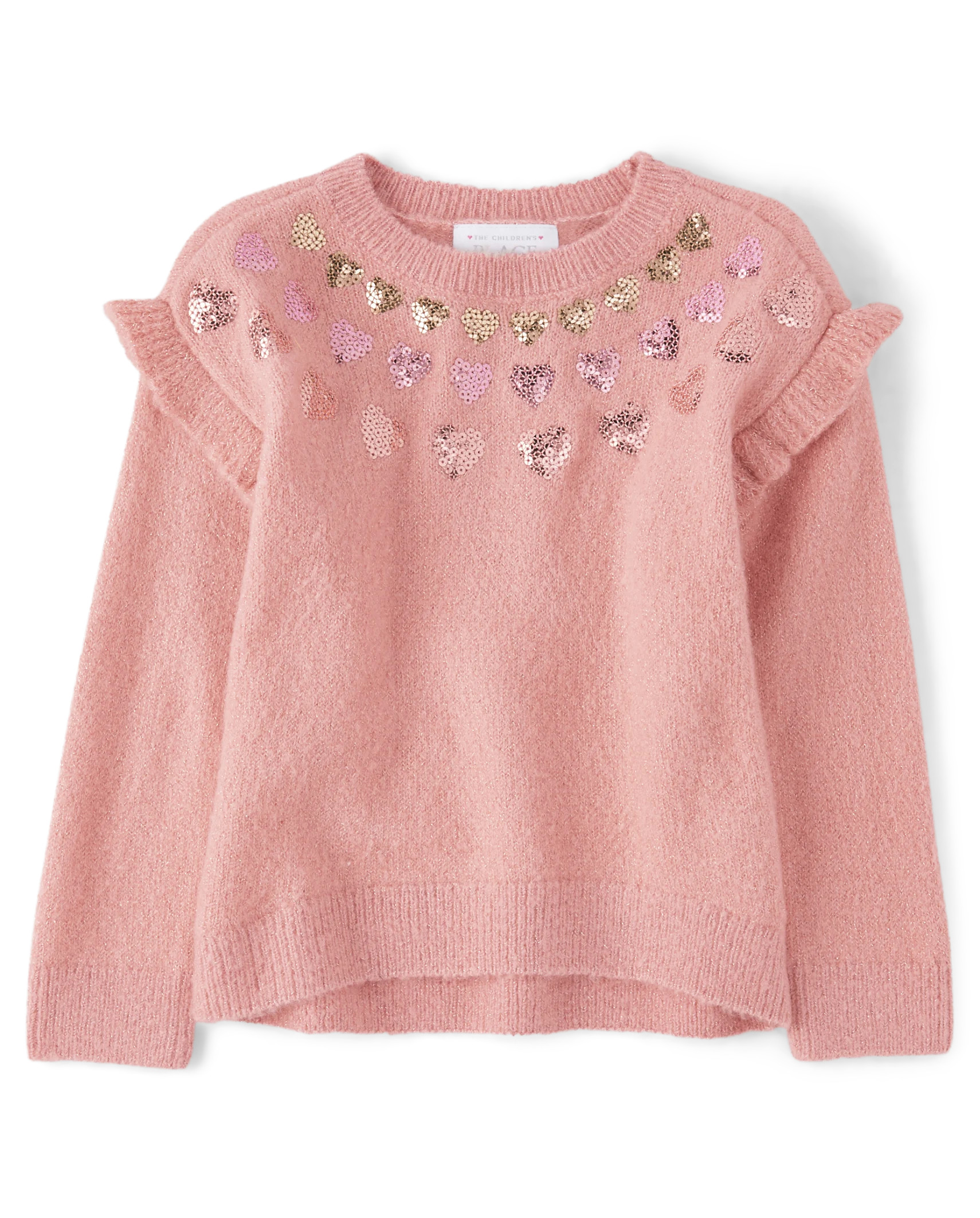 Toddler Girls Sequin Heart Sweater - strawberrycream | The Children's Place