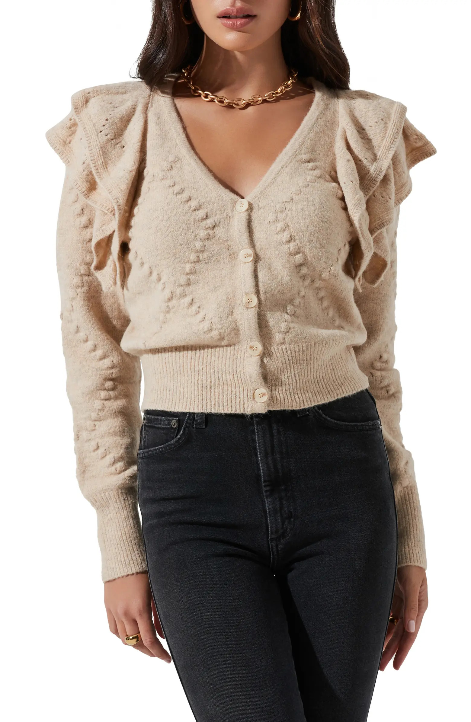 Ruffle Shoulder Knit Cardigan | Nordstrom