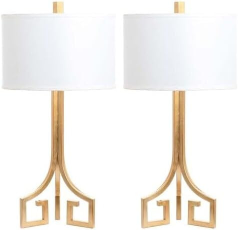 SAFAVIEH Lighting Collection Arabelle Modern Contemporary Greek Key Gold 28-inch Bedroom Living R... | Amazon (US)