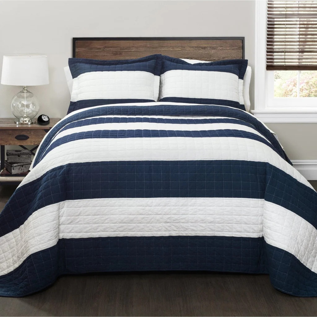 Stripe 3 Piece Quilt Set | Lush Decor