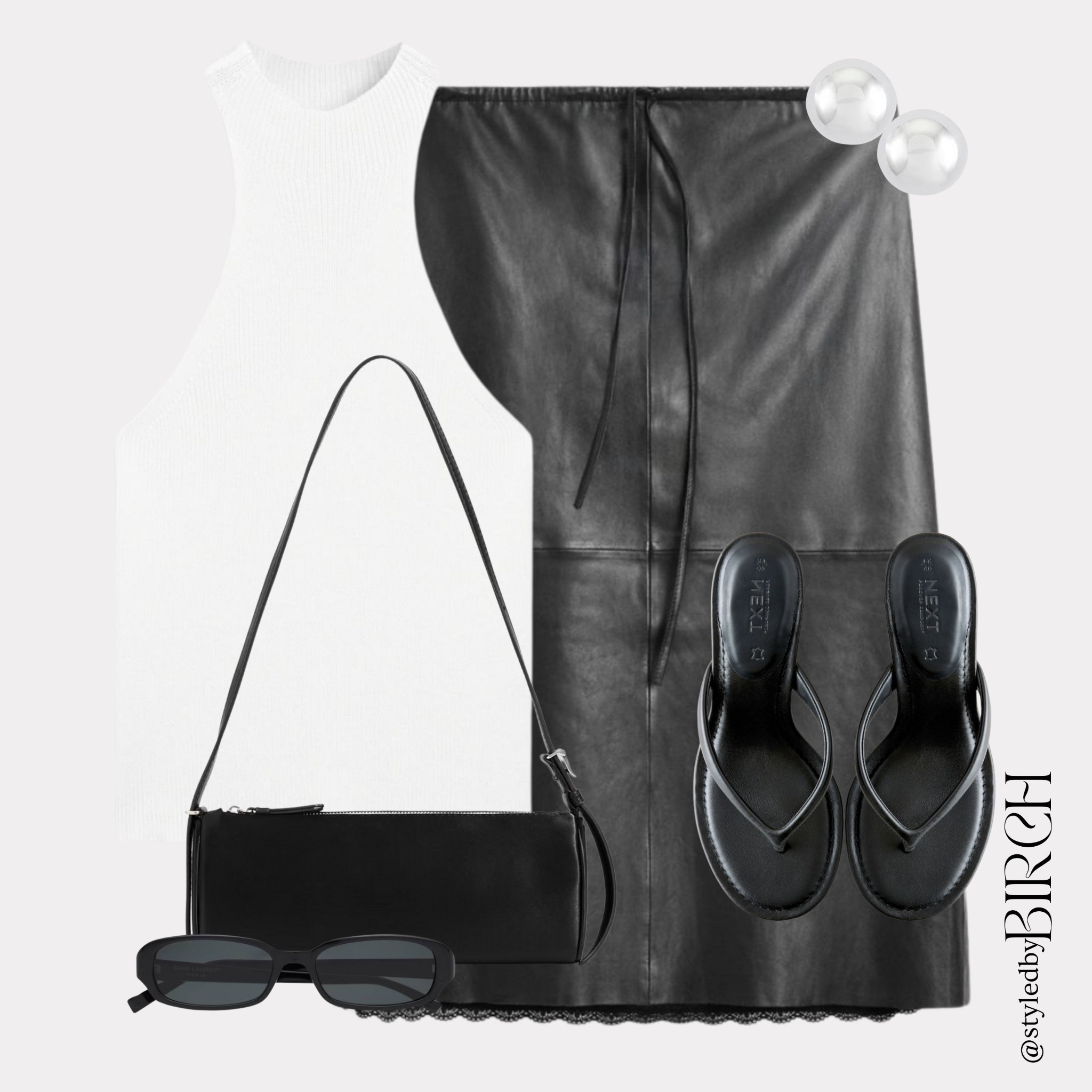 90s model off duty and I keep coming back to this energy 💖

It is so simple but there is something about this combination that just feels effortlessly cool every single time. Minimal done exactly right.

#ootd #outfitinspo #90smodel #minimalchic #chicstyle

Tags 🏷️
White ribbed tank, black leather midi skirt, black leather shoulder bag, black heeled flip flops, silver stud earrings, black oval sunglasses

#LTKsummer #LTKeurope #LTKdatenight