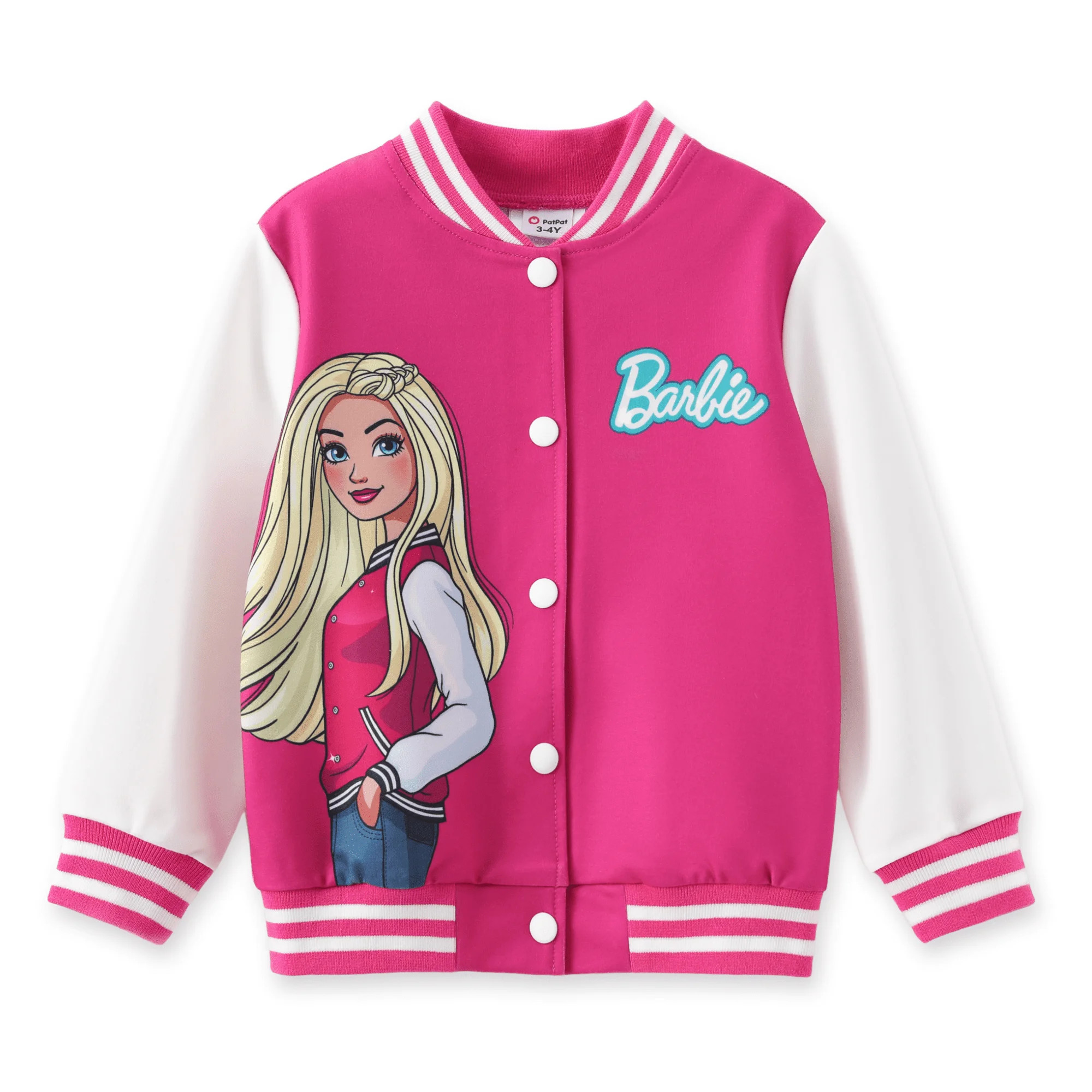 Barbie Girls Bomber Jacket Graphic and Letter Print Colorblock Lightweight Sweatshirt Varsity Jac... | Walmart (US)