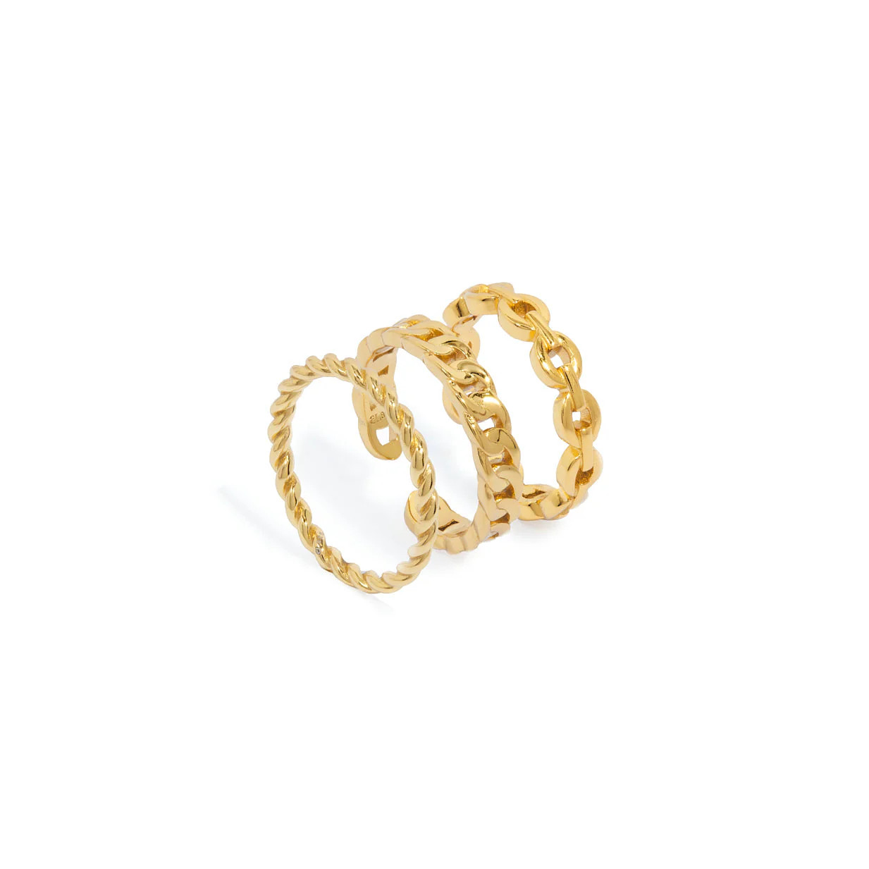 Sterling Silver Textured Ring Bundle (Gold) | Abbott Lyon